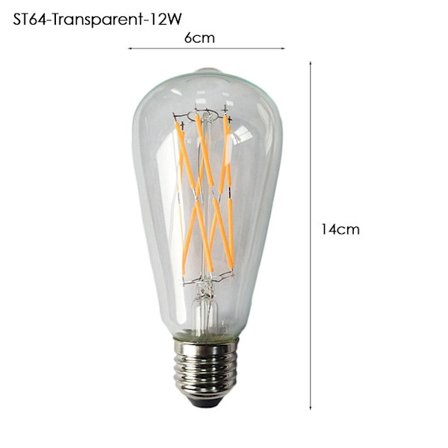 Vintage Retro Bulb Filament ST64-TRANSPARENT-12W