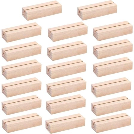 ING Kort Holdere i Tre, 20 Stykker, Bordkortholdere i Tre med Dobbeltsidig Lim, Navneskilt, Fotoholder, Postkort Holder for Restauranter