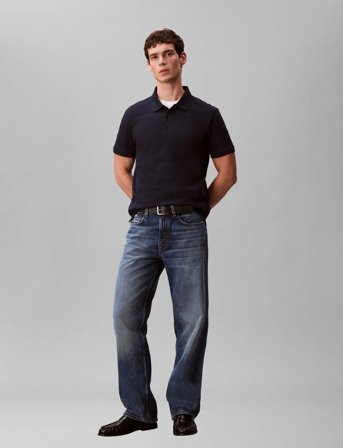 Calvin Klein Jeans Ss Classic Monogram Polo - Navy - L