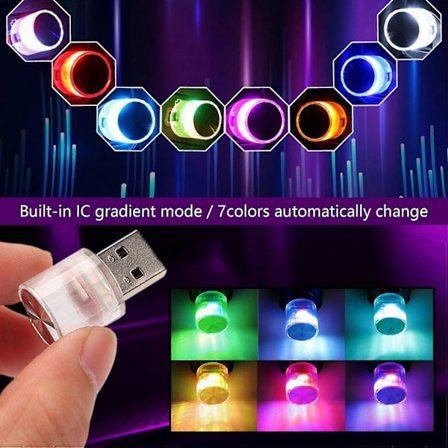 7 Farve Mini USB Lys LED Modelbil RV Ambient Lys Neon Interiør USB Stik Lampe Computer Mobil