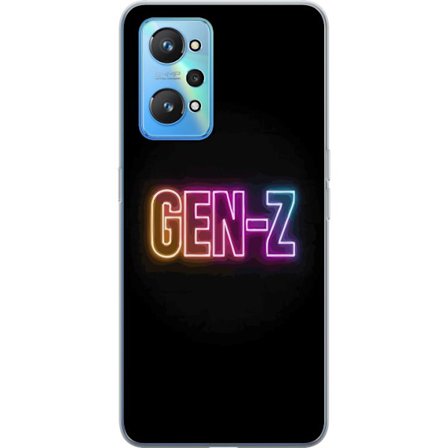 Kompatibel Mobilcover til Realme Realme GT Neo2 Neontekst Gen Z i farverigt lys mod en mørk baggrund i moderne digital stil