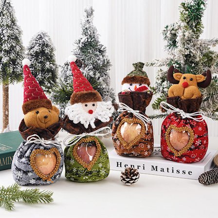 4 st Apple Bag Jul Dekorationer Cartoon Transparent Candy B