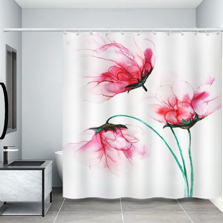 Duschdraperi 180x180cm, Vackert Blommönster Enkelt Vattentätt