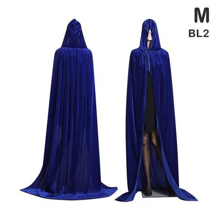 Keskiaikainen vampyyri, samettihupullinen viitta, pitkä viitta, noitaviitat Halloween-asu - täydellinen Blue M