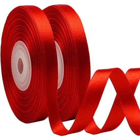 2 rullaa 92 m satiininauhaa leveys 2 cm - Koristelu kukille, lahjoille, häille, juhliin. (Leveys 2 cm, Punainen)