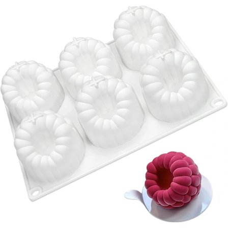 6-hullsform Bringebærmousse Silikonkakeform