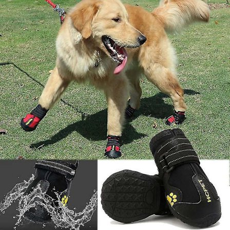 4 stk. Hunde-sko Reflekterende Vandtætte Anti-slip Sokker