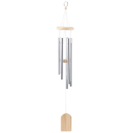 Vindspil i træ og rustfrit stål med 6 rør - Vindspil til ophængning i hjemmet, kapellet eller haven