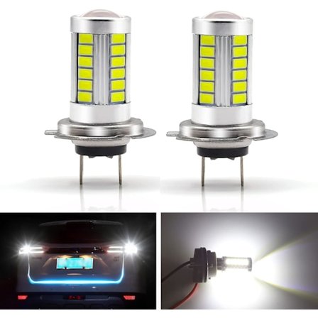 2 kpl H7 LED-sumuvalopolttimot 6500K Valkoinen 33SMD Polttimo Päiväajovalot DRL-polttimot 12V Vaihto Autoille Kuorma-autoille