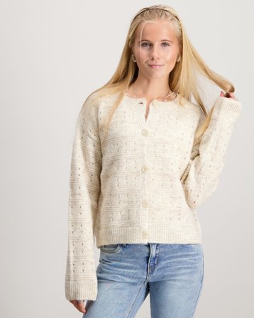 LMTD NLFNAMELY LS SHORT KNIT CARDIGAN Blanc Pulls Fille - Kids Brand Store