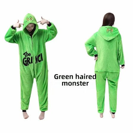 Halloween Tegneserie Dyr Onesie Pyjamas Par Hætteklædte Plys Hjemmetøj Vinter Varmt Nattøj Matchende Familie Outfits