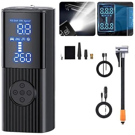 Elektrisk luftpumpe med 6000mAh batteri, 150PSI bærbar kompressor