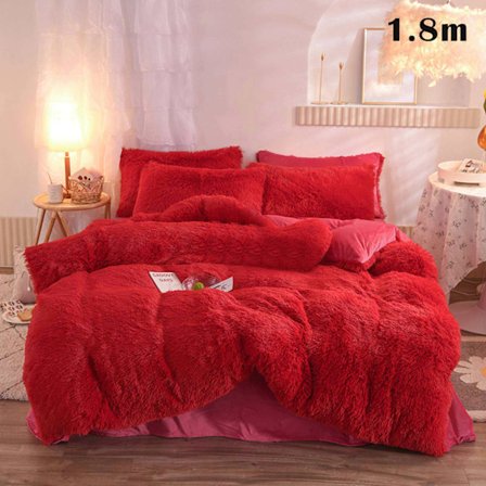 4 st/ set Färgglada fluffiga sängkläder Set Långt plysch cover Lakan Örngott Set