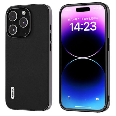 För Iphone 15 Pro Max Skyddande Slim Case Textured Pu Leather+tpu cover