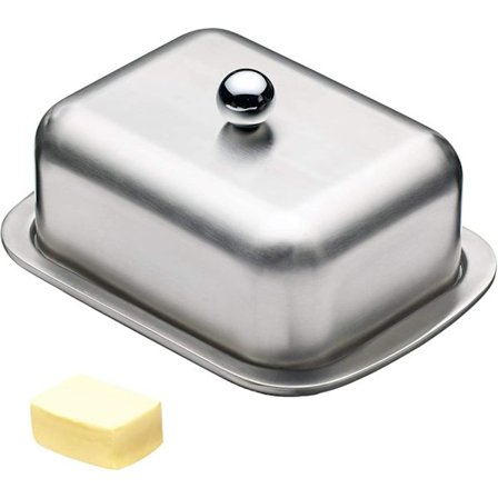 Smørboks i rustfrit stål med låg, køleskabssmørboks, smørbeholder i rustfrit stål med låg til opvaskemaskine