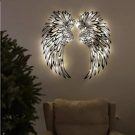 Enkeli siivet seinäkoriste, antiikkinen ripustettava metalli Enkeli siivet seinäkoriste LED Roman LED 30cm
