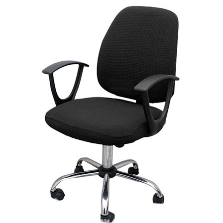 Stretchy Stoltrekk, Kontorstol Ryggtrekk+Stol Setetrekk (Svart)