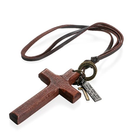 Boniskiss Vintage Træ Kors Halskæder Til Mænd Justerbar Læder Halskæde Cool Dekoration Til Mand Fødselsdagsgave Mandlig Smykker