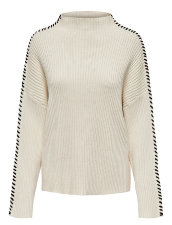 Onlqueenie Ls Contrast High Neck Prm Knt Cream ONLY