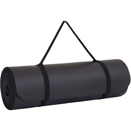 Yogamatta | Multifunktionell Extra Tjock Skumträningsmatta | Stretching, Motståndsträning och Terapi – Pilates, Gymutrustning Svart