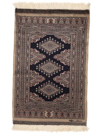 Pakistan Bokhara 2Ply Tæppe Håndknyttet 64X99 Sort/Brun Pakistan