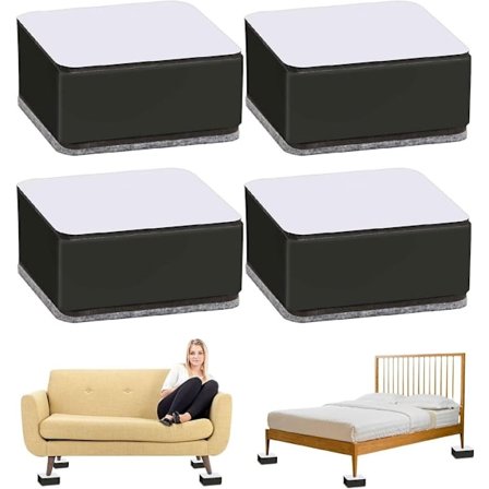 Møbelhæver 3 cm, 4-pak selvklæbende hævere i kulstofstål, Stolhæver, bordhæver til sofa, seng og stol