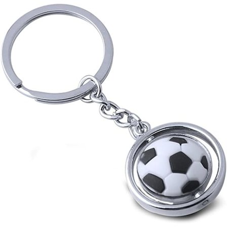 Fotbollsnyckelring - Metall roterande 3D sportnyckelring, fotbollsnyckelring
