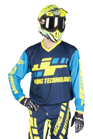Crosströja JT Racing Flo Tec-Megabyte Marinblå/Gul/Cyan L