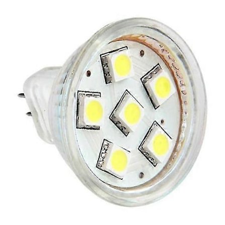 Gu4 Mr11 Dc 12v 6 Smd 5050 Led Pære 6000k - Hvid