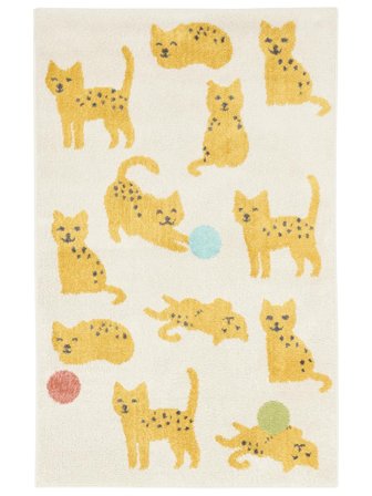 Wasbaar Kindervloerkleed Binnen-/Buitenkleed Dier Lo Friends Wit/Multicolor Klein Oeko-Tex