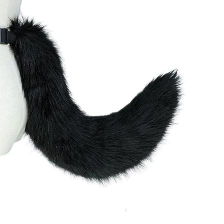 Fleksibel falsk pels kattekostyme hale cosplay Halloween julefest kostymer V Black