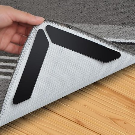 16 stk sklisikre teppeunderlag for tregulv og fliser, gjenbrukbare og vaskbare teppebånd for tepper