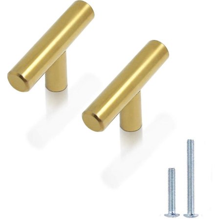 Guld Kökshandtag För Skåp, Guld Skåpknoppar, Rostfria Lådhandtag För Byrå, Små T-Bar Knoppar Guld, 2-Pack