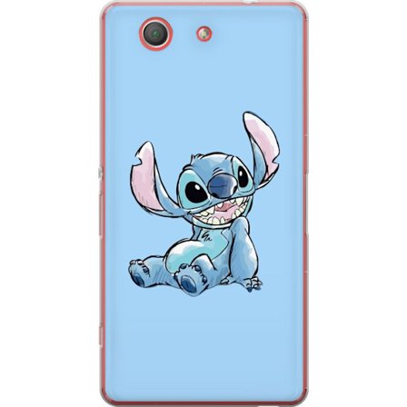 Kompatibelt Mobildeksel til Sony Xperia Z3 Compact Håndtegnet illustrasjon av sittende Stitch mot lysblå ensfarget bakgrunn