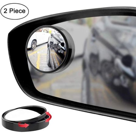 2 stk. bilblindvinkel spejl 360 graders justerbar HD glas ABS hus konveks rund klæb-på spejl