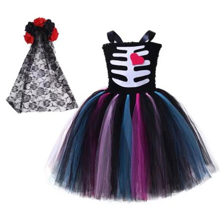 Toddler Ärmlösa Princess Klänningar Skull Print Sundress