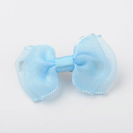 Hår Rosett i Ljusblå Chiffong med Fransk patent clips