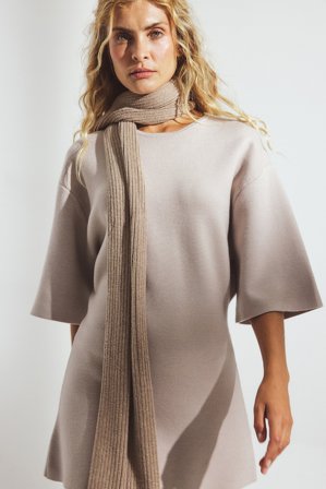 NA-KD Knitted Heavy Tee - Strikkede toppe - Beige - M