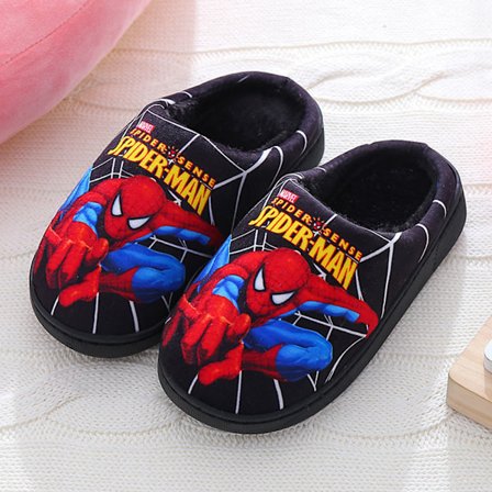 Bomullstøfler med mønster, sklisikre varme hjemmesko for stue, svart[JUN]