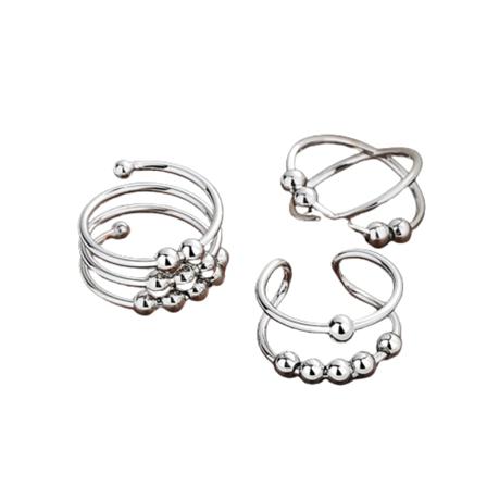 Anti-stressringar Med Roterbara Pärlor 3-pack Silver