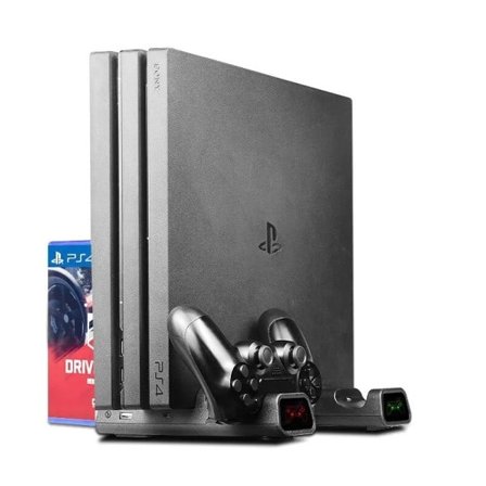 Vertikal Kylning Fläkt Stativ För PS4/PS4 Slim/PS4 PRO Konsoll Dubbel Kontrollenhet LED Laddare Station