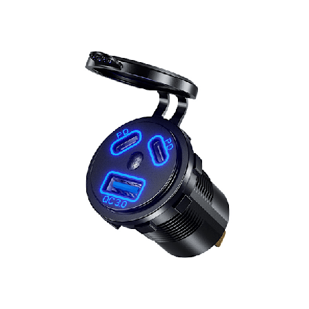 Typ C USB-laddareuttag Dubbelport Typ C Snabbladdareuttag Ström Vattentät för husbil (2x USB C-uttag)