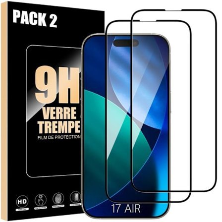 Lot-2 Härdat Glas för iPhone Air - BOOLING - Stötskyddande Glas med Svart Kant