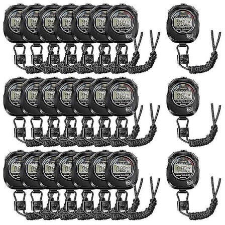 24 Stoppeklokker For Sport, Digital Vanntett Stoppeklokke Med Tid, Kalender og Klokkefunksjon