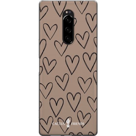 Yhteensopiva Puhelinkuori Sony Sony Xperia 1 Cactus and Friends - Earthy Sketch Hearts