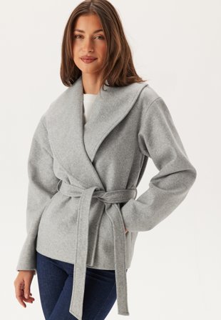 ONLY - Onlaugusta Life Short Coat - Light Grey Melange - Kläder - - Bubbleroom