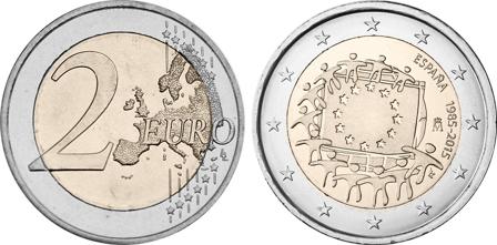 Spanien 2015 - 30-årsdagen for EU-flaget - 2 euro mønt