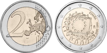 Spanien 2015 - 30-årsdagen for EU-flaget - 2 euro mønt