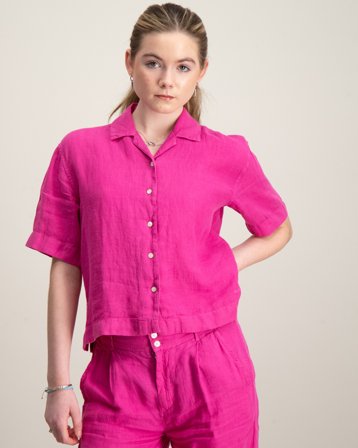 GANT BOXY LINEN SS SHIRT Fioletowy Koszule Dziewczyna - Kids Brand Store