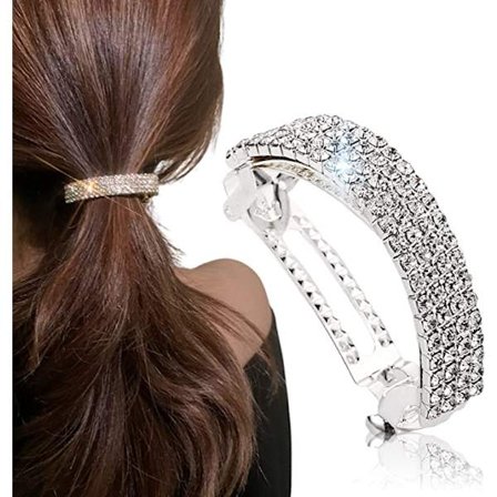Damehårklemme (sølv), glitrende hårtilbehør krystallhår